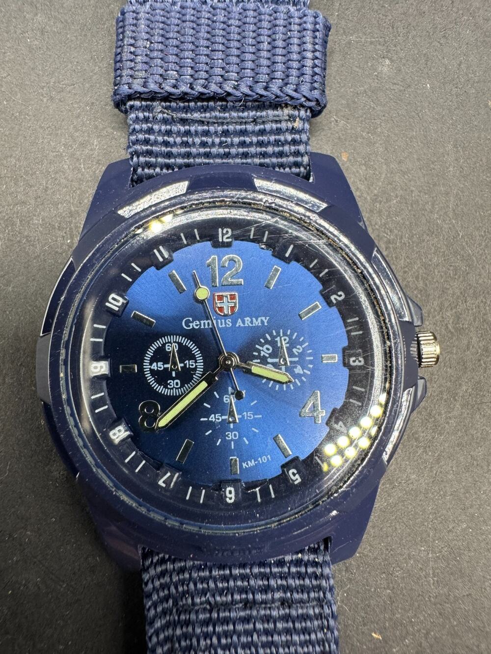 Gemius Army Quartz Military Watch With Blue Dial Face & Fabric Strap KM-101 40mm